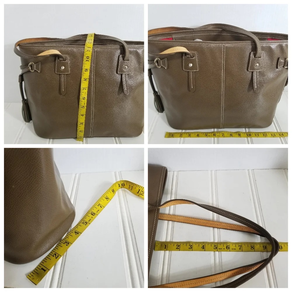 Dooney & Bourke Tote OS Davis Pebble Grain Leather Tassel Shopper Purse Brown Lg